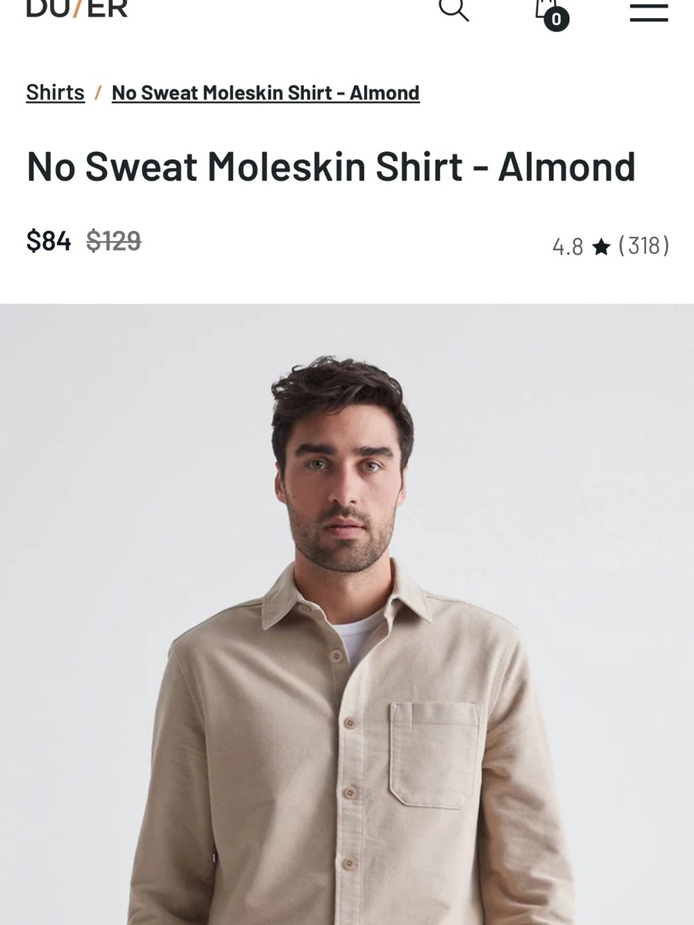 Duer No Sweat Moleskin Shirt - Almond - Large